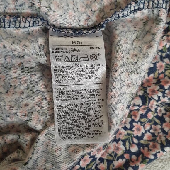 Old Navy Girl's M (8) Navy Pink Ditsy Floral Short Sleeve Tiered Cotton Dress - Picture 3 of 5